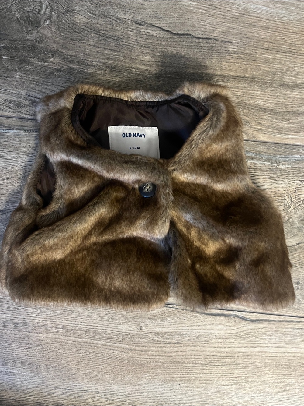 Old Navy Brown Faux Fur Vest for baby 6-12 month